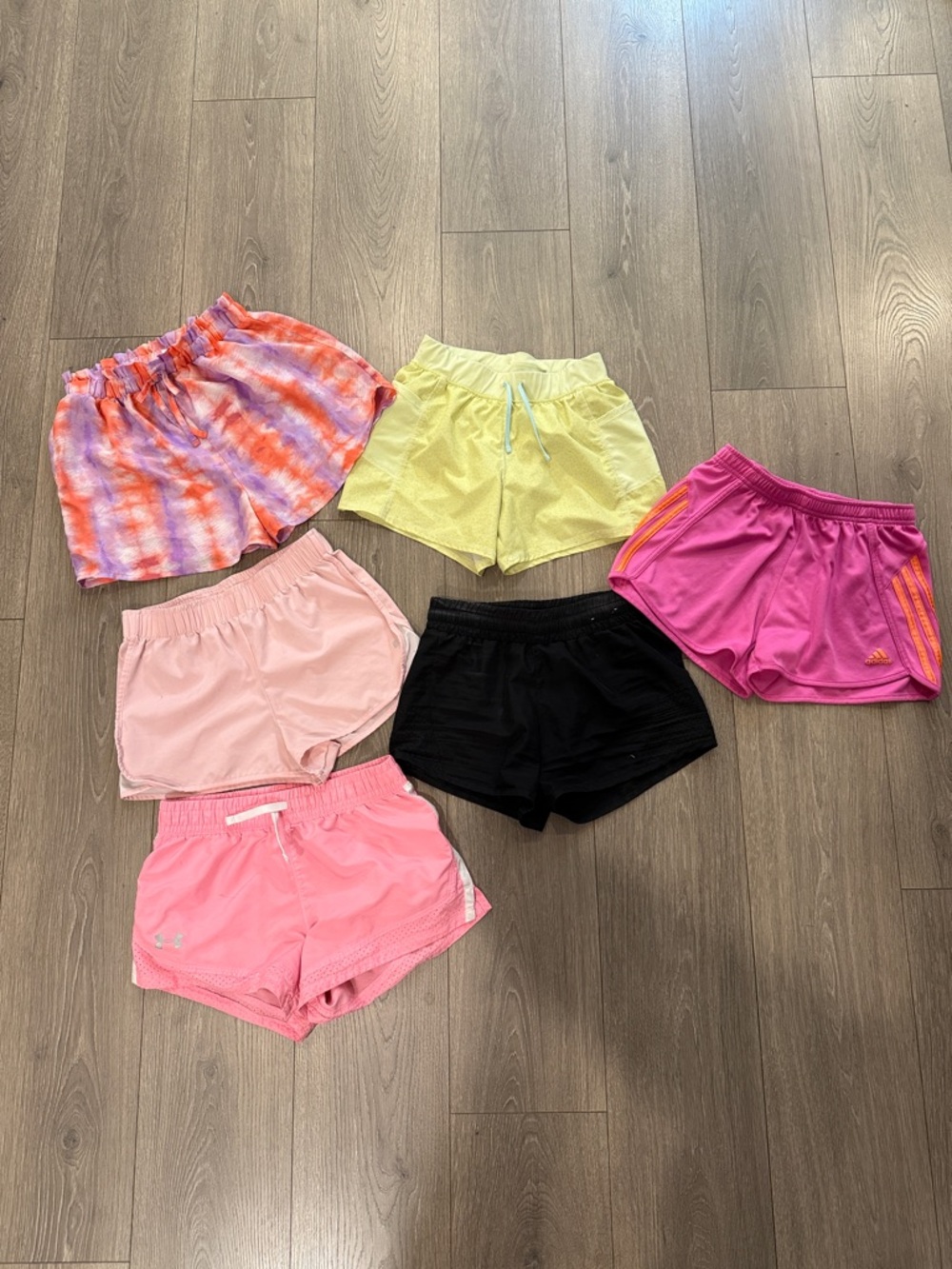 Lot of Six Pairs of Girls Athletic Shorts (various brands listed within)